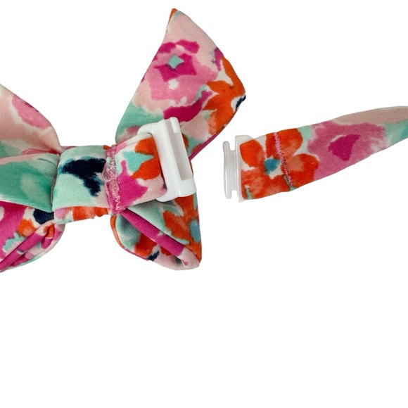 Janie & Jack Swimsuit Two Piece Floral Ruffle Size 4 Pink Orange Mint Green Blue - Picture 6 of 8